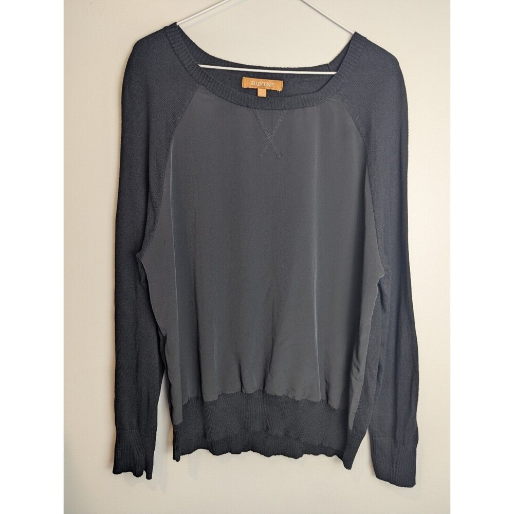 Ellen Tracy Women's Top‎ Black Long Sleeve Lightweight Sweater Size L Elegant